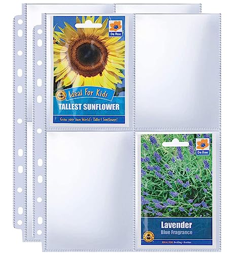 240 Pockets 3.5x5” Seed Packet Sleeves, 30 Pack Double Sided 4 Pocket Seed Organizer Sheet,Heavy Duty Garden Seeds Storage Pages for 3 Ring Binder, 8.5x11” Top Loading Clear Photo, Index Card Sleeves - color: 30 Pcs Sleeves