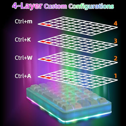Koolertron Single-Handed Macro Mechanical Keyboard, RGB LED Backlit Portable Mini One-Handed Mechanical Gaming Keypad 39 Fully Programmable Keys (39 Keyboard Blue) - style: 39 Keyboard Blue