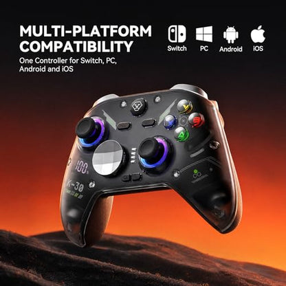 Aolion gaming K30 TMR Wireless Gaming Controller for Switch, PC, iOS & Android, TMR Joysticks (No Drift), Hall Effect Triggers, Switchable ABXY Buttons, Back Buttons & RGB Lighting - color: Black
