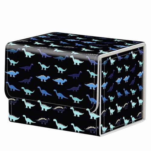 Strong Magnet MTG Demon Deck Box Playing Card Case Magic Deck Box Creative Pattern Trading Card Storage Box for TCG for Collectible Games, Cute Black Green Blue Dinosaurs - color: Cute Black Green Blue Dinosaurs