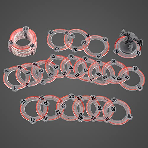 CZYY Numbered Monster Rings, 30 Acrylic RPG Miniature Markers | Acrylic Creature Markers, 25mm Inner Ring, Easy ID from 1 to 30 for Monsters, NPCs and Tabletop Encounters - color: Style B