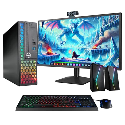 Dell Optiplex Computer PC w/RGB Lighting | Windows 11 Pro | Ultra Fast Intel i5-8500 | 16GB RAM 1TB SSD | Renewed 22" LCD | RGB Speakers + Webcam | 5G WiFi + BT (Renewed) - style: Office Plus Bundle
