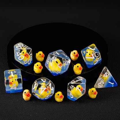 DND Resin Yellow Duck Dice Set, D&D Polyhedral Dice for Dungeons and Dragons RPG, MTG Role Playing Games D and D Dice 7pc D20 D12 D10 D8 D6 D4 for Ages 15 and Up - color: Yellow Duck2