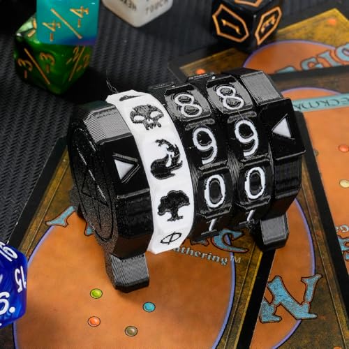 MTG Life Counter Wheel Health Tracker Gradient Game Counter for Board Game Compatible Table top Games with Magic Card Game Accessories CCG Creature Stats (Black with White) - color: Black With White
