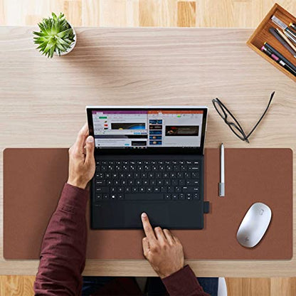 Aothia Double-Sided PU Leather Desk Pad - Non-Slip Large Mouse Pad & Desk Mat for Office, Home - Waterproof, Easy to Clean, Durable Dual-Sided Surface(Brown, 23.6" x 13.7") - color: Brown, size: 23.6" x 13.7"