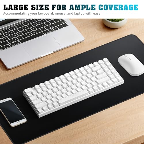 Large Mouse Pad with Stitched Edges, Desk Pad Mat with Durable Non-Slip Rubber Base for Gamer Desktop Office Home Black 31.5x11.8in