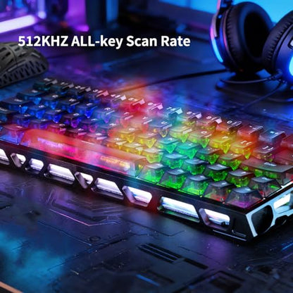 IROK MG63 64 Keys Wired Magnetic Switch Keyboard, 512KHZ All Keys Scan Rate, PCB Nano-Coating Waterproof, ARGB Light and Shadow Coexist 8KHZ/CNC Carved Aluminum Gaming Keyboard (Black) - color: Black