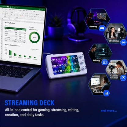 Stream Controller Deck for PC Work,Live Stream and Video Editing | Smooth Magnetic Keys,Customizable Background,Visually Pleasing Macro Keypad,Trigger Actions for OBS/Twitch/YouTube(M3 White) - color: White