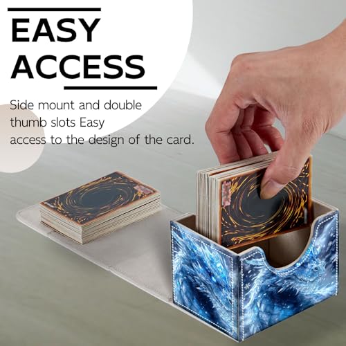 Trading Card Storage Box, Holds 100+ for MTG Cards, Premium PU Leather with Magnetic Closure, Ice Dragon In Snow Durable Deck Box for Magic the Gathering, Trading Card Games - color: Ice Dragon In Snow