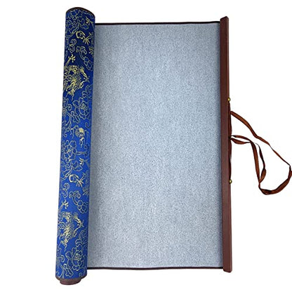 Flylin Calligraphy Cloth, Reusable Chinese Calligraphy Practicing Tool Magic Water Painting Paper Ten Thousand Times Writing Cloth Scroll for Home School (Blue) - color: Blue