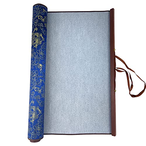 Flylin Calligraphy Cloth, Reusable Chinese Calligraphy Practicing Tool Magic Water Painting Paper Ten Thousand Times Writing Cloth Scroll for Home School (Blue) - color: Blue