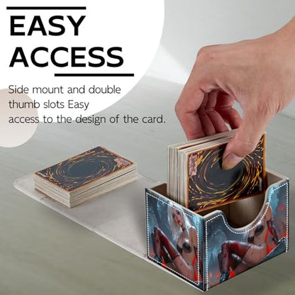 Trading Card Storage Box, Holds 100+ for MTG Cards, PU Leather with Magnetic Closure, Dark Fantasy Gothic Vampire Girl Durable Deck Box for Magic the Gathering, Trading Card Games - color: Dark Fantasy Gothic Vampire Girl