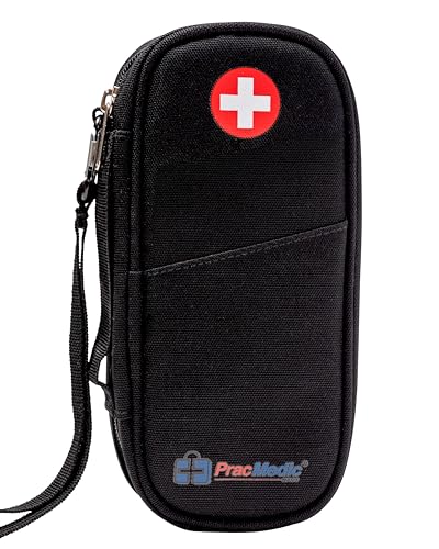 PracMedic Bags Epi Pens Carrying Case- Insulated Epipen Carry Case (Black) | Holds 2 Epi Pens, Auvi-Q or Neffy, Inhaler & Antihistamine. Medical Case for Allergy, Asthma & Diabetes Medicines - color: Black