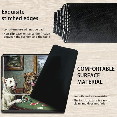 MTG Playmat with Zones, TCG Card Game Play Mat with Stitched Edges, Non-Slip Rubber Base Gaming Desk Mat, Smooth Surface 24 x 14 Inch, Dogs Play Poker - color: Dogs Play Poker, size: Zone 1