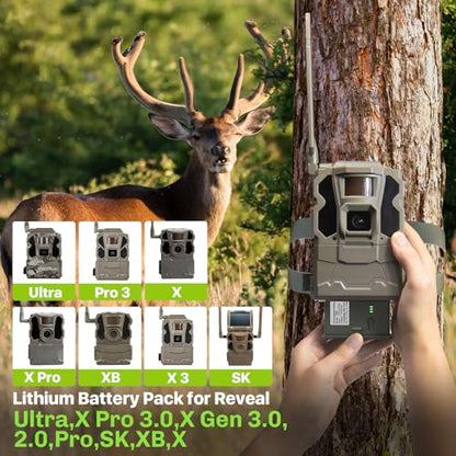 4PCS New Reveal Battery Pack with 4 Port Charger for Reveal Hunting Camera Ultra, X Gen 3.0, 2.0, Pro 3.0, Pro, SK, XB, X (Charger with 4PCS Batteries) - size: 4 Batteries with 1 charger