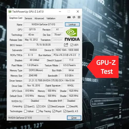 XUANMO NVIDIA GeForce 2.0 GT610 Low Profile PC 2GB Graphics Card 64bit 810MHZ, 2560x1600 PC Video Card, PCI Express 2.0, DVI VGA HDMI Video Gaming Graphics Card - color: GT610 2GB