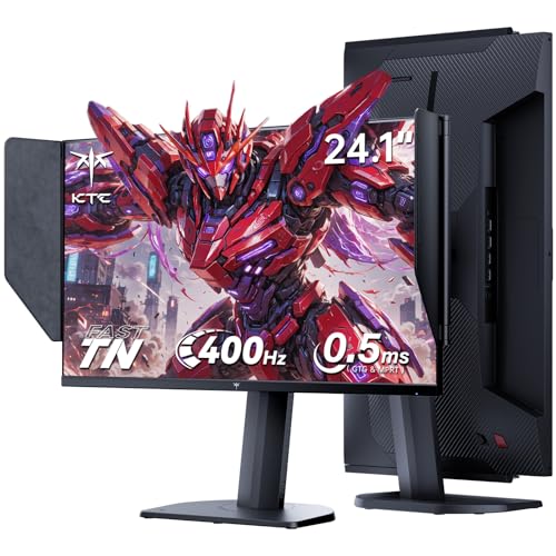 KTC 24.1 Inch FHD Fast TN 400Hz Gaming Monitor 25M1 | 0.5ms GTG, Monitor with Shielding Hood, 240Hz Support, Adaptive Sync, VESA Support, Height Pivot Swivel Tilt Adjustable - color: Black, size: 24.1" FHD 400Hz