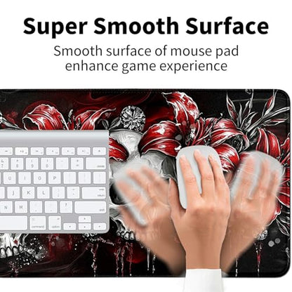Skullsflowers for MTG & TCG Playmat Mouse Pad,BFDHGQZC 24" x 14" Game Mat for MTG/RPG/CCG Trading Card Game Playmats Table Mat Perfect for Card Games Video Games Computer Office - color: Skullsflowers