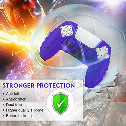 SIKEMAY PS5 Controller Cover, 2Pcs Anti-Slip PS5 Controller Skin with 4 Grips, Soft Silicone Protective Case for PS5 Controller, PS5 Controller Skin for Wireless Controller (Purple)