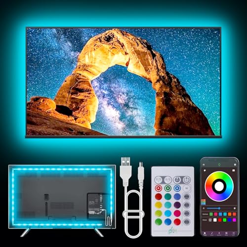 NBBUFF 20FT USB RGB Led Lights for TV 32-80 Inch with Remote & App Control | RGB TV Led Backlight Music Sync, USB Led Light Strip with Remote, App Control Led Lights for Bedroom, Gaming Accessories - size: 20 ft