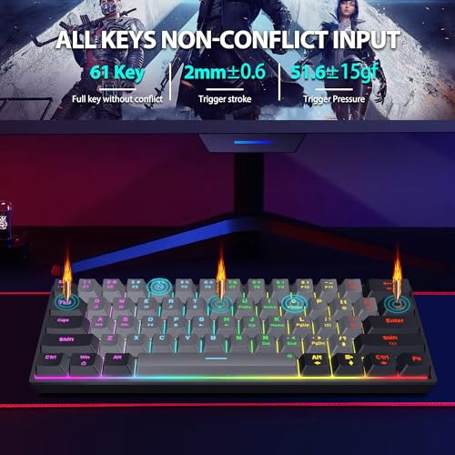 Snpurdiri 60 Percent Machanical Keyboard (Black-Grey, Red Switches) | Full Anti-Ghosting 60% Gaming Keyboard Rainbow Backlit for PC Gamer Office Business - color: Black Grey/Red Switch