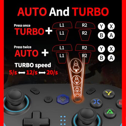 NBCP X8 2 Pack Bluetooth Wireless Pro Controller Dual Pack, Bluetooth Gamepad for Nintendo Switch/OLED/Lite/Switch 2, PC, Android, iOS - Hall Effect Joystick No Drift, Dual Vibration, Turbo, 2 Back Macro