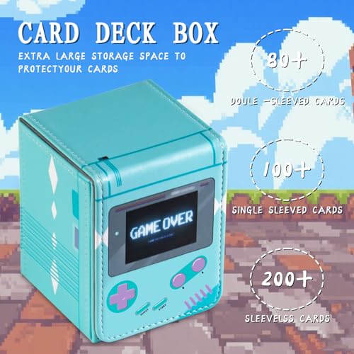 Card Deck Box Fits for YGO MTG,100+ Card Storage Box Trading Games PU Leather Storage Premium Deck Case (Game Blue) - color: Game Blue