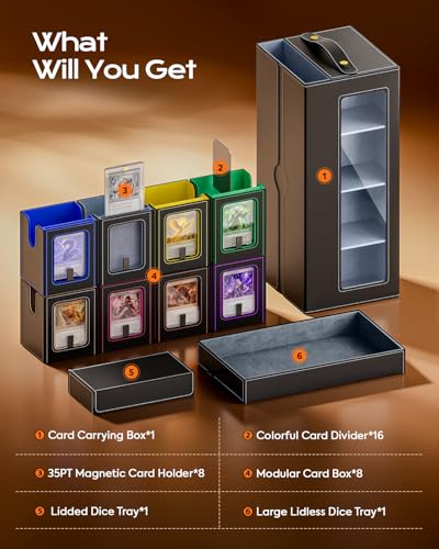 MoKo Commander Deck Box for MTG with Handle & Dice Tray, 8+2 Modular Design | 8-Deck Modular Card Case, Magnetic Holders & Dividers Included, Holds 1040+Double-Sleeved Cards, Playmat Storage, Fit TCG/EDH - color: Colorful