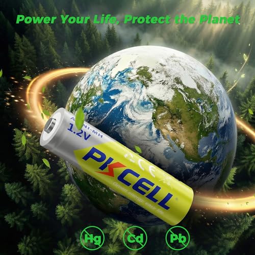 PKCELL Rechargeable AA Batteries 16-Pack, 2100mAh 1.2V NiMH AA Rechargeable Batteries, 1200+ Charging Cycles,Low Self Discharge for Solar Light,Game Controllers, Flashlights