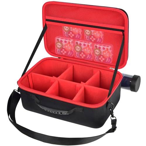 casmilee Deck Box Carrying Case for MTG/TCG Cards with Playmat Straps | 6 Adjustable Dividers, Mesh Pocket, Shoulder Strap, Holds Deck Boxes, Dice and Playmat, Case Only - color: Red