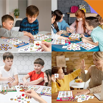 SpriteGru Alphabet & Numbers Bingo Game, Upper/Lowercase Letters, 52 First Words & 20 Numbers Learning- ABC and 123 Bingo Board Game for Kids 4-8, Perfect for Classroom & at Home (Up to 25 Players) - style: Alphabet & Numbers Bingo Game
