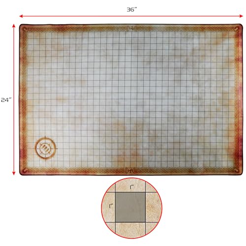 ENHANCE Deluxe RPG Grid Mat - DND Map (24x36in) with Premium Rubber, Non-Slip Grip, No Creasing - Dry Erase DND Mat Set for Masters and Starters, Erasable Parchment with Travel Pouch, Marker Set
