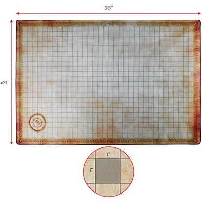 ENHANCE Deluxe RPG Grid Mat - DND Map (24x36in) with Premium Rubber, Non-Slip Grip, No Creasing - Dry Erase DND Mat Set for Masters and Starters, Erasable Parchment with Travel Pouch, Marker Set