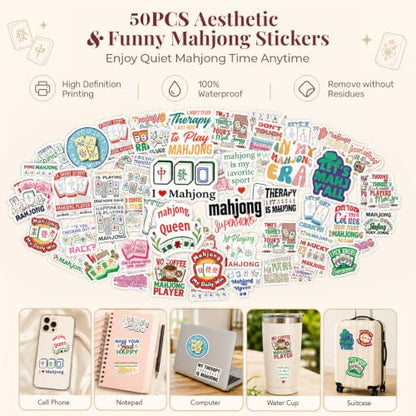 Pink Mahjong Mat for Table & 50PCS Stickers| Carrying Bag, Heavy Floral Mahjong Mats & 2 Dices, Noise Reduction Non Slip Foldable, 31.5x31.5 Game Table Cover, for Playing Card, Board Tile Games - color: Pink