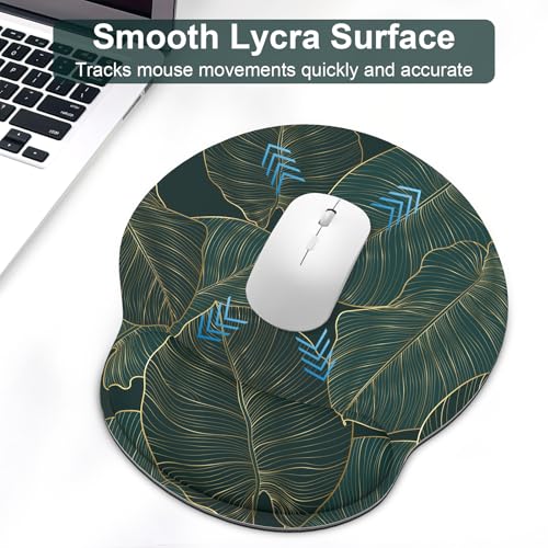 Ergonomic Mouse Pad with Wrist Rest and Keyboard Wrist Rest, Mousepad and Wrist Rest for Computer Keyboard, Pain Relief, Non-Slip Base, Mouse Pad Wrist Support for Gaming, Office, Green Palm Leaf - color: Green Palm Leaf
