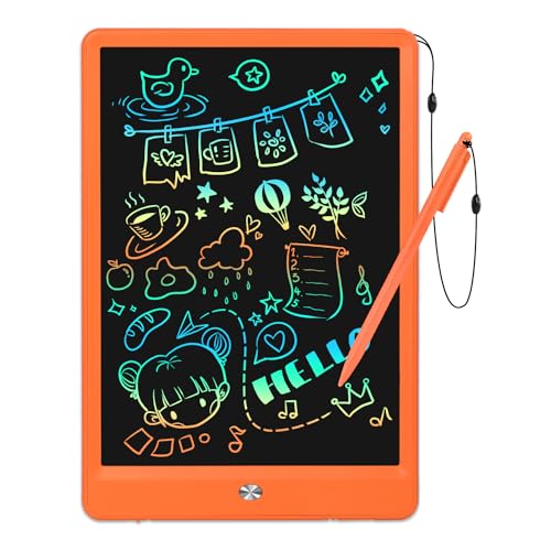 EooCoo Kids LCD Writing Tablet, Mess Free Coloring Travel Toys for Toddler | 10 Inch Drawing Pad for Kids, Educational Toys Gifts for 3-8 Years Old Girls, Travel Games - color: 10”orange