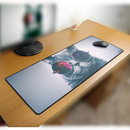 Cool Cat Extended XXXL Gaming Mouse Pad - 31.5Lx11.8Wx0.12H - Portable with Extended XXL Size - Non-Slip Rubber Base - Special Treated Textured Weave with Precision Control - color: Cool Cat