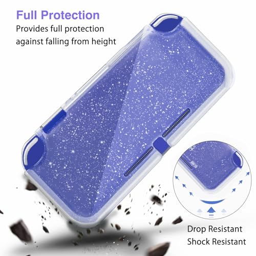 TIKOdirect Carrying Case for Switch lite, Shockproof Portable Travel Bag with Glitter Galaxy cover, Screen Protectors and Cute Leaf Thumb Grips Caps, Purple - color: Leaf Purple