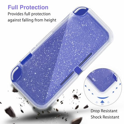 TIKOdirect Carrying Case for Switch lite, Shockproof Portable Travel Bag with Glitter Galaxy cover, Screen Protectors and Cute Leaf Thumb Grips Caps, Purple - color: Leaf Purple