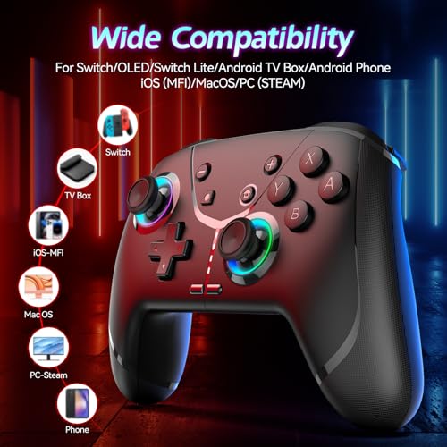 Switch Controller, Wireless Pro Controller for Nintendo Switch 2/Switch/Lite/OLED, Bluetooth controllers Compatible with iPhone/Mac/iPad/iOS/Android/Phone/PC/Steam and TV with Programming/RGB4/Vibration / 3 Turbo Modes/6-Axis/Motion(Black Pro) - color: Bl