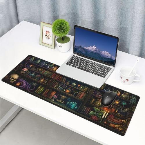Library Mysterious Mouse Pad XL Large Mousepad Non Slip Rubber Base Desk Mat for Laptop Computer Gaming 31.5" X 12" - color: Mysterious Library