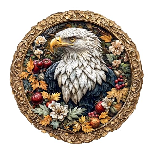 Wooden Puzzles for Adults - Retro Eagle Wooden Jigsaw Puzzle, Unique Animal Shaped Wood Puzzles Adult, Christmas Birthday Gifts for Friends/Family, Home Decor 11.4 * 11.4in 200pcs - color: Retro Eagle, size: Medium