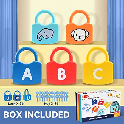 Alphabet Learning Toys, Lock and Key Toddler Toy for Ages 2-4, Preschool Learning Activities, Kindergarten Classroom Must Haves, ABC Montessori Toys for 3 Year Old