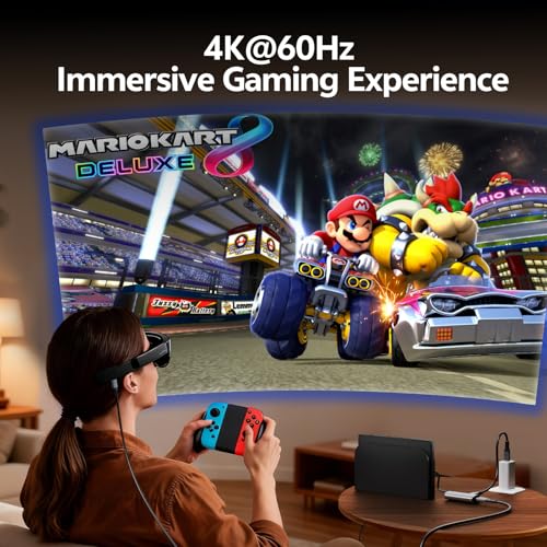 HDMI to USB C Adapter for AR Glasses - 4K@60Hz 2K@120Hz HDMI Source to USB-C Display, Aluminum Housing, for PS5, Xbox, Switch, Laptop, Fire TV Stick to XREAL, Rokid, RayNeo, Viture, Portable Monitor