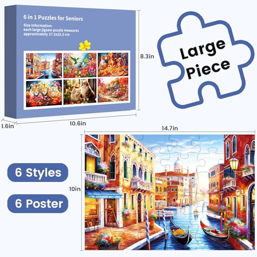 6 Pack 36 Large Piece Puzzle for Seniors Puzzles Dementia Alzheimer's Products and Activities for The Elderly Adults Puzzle Alzheimer's Easy Puzzles Gift Memory Games for Patients in Nursing Home - style: 36 Large Pieces