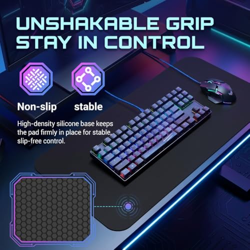 Tempered Glass Gaming Mouse Pad - Large 400×500×3mm (Obsidian Black) Thin Large Hard Mat, No - Slip Base for High - DPI Precision, Scratch - Resistant Smooth Surface, FPS/MOBA/Office Use - color: Obsidian Black, size: Large