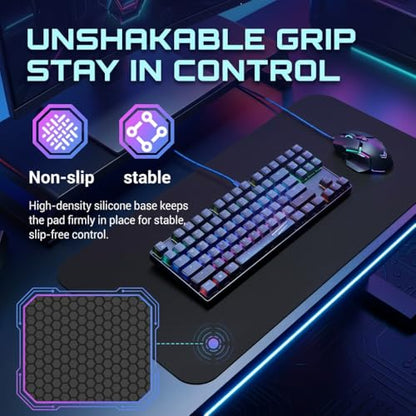 Tempered Glass Gaming Mouse Pad - Large 400×500×3mm (Obsidian Black) Thin Large Hard Mat, No - Slip Base for High - DPI Precision, Scratch - Resistant Smooth Surface, FPS/MOBA/Office Use - color: Obsidian Black, size: Large