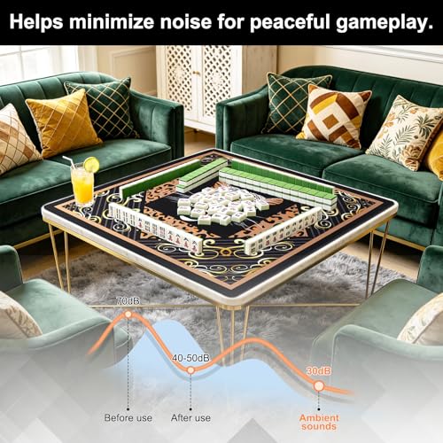 3tyto Mahjong Mat, 31.5x31.5 Inches Black Panther Game Table Cover | Non-Slip, Waterproof, Foldable, Carrying Bag & Mahjong Rules Cards Included