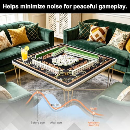 3tyto Mahjong Mat, 31.5x31.5 Inches Black Panther Game Table Cover | Non-Slip, Waterproof, Foldable, Carrying Bag & Mahjong Rules Cards Included