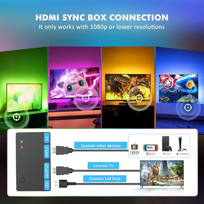 Nexillumi HDMI LED Lights for TV, 32.8ft TV LED Backlight for 70-100 Inch, RGB LED Strip Lights Behind TV, APP Remote Control Music Sync TV Led Lights for Bedroom - size: HDMI 32.8ft for 55"-85" TV
